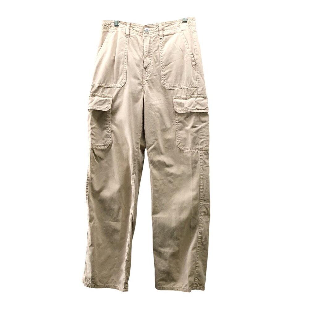 Zara Baggy Cargo Pants Womens 4 Beige Khaki Relaxed Loose‎ High Rise